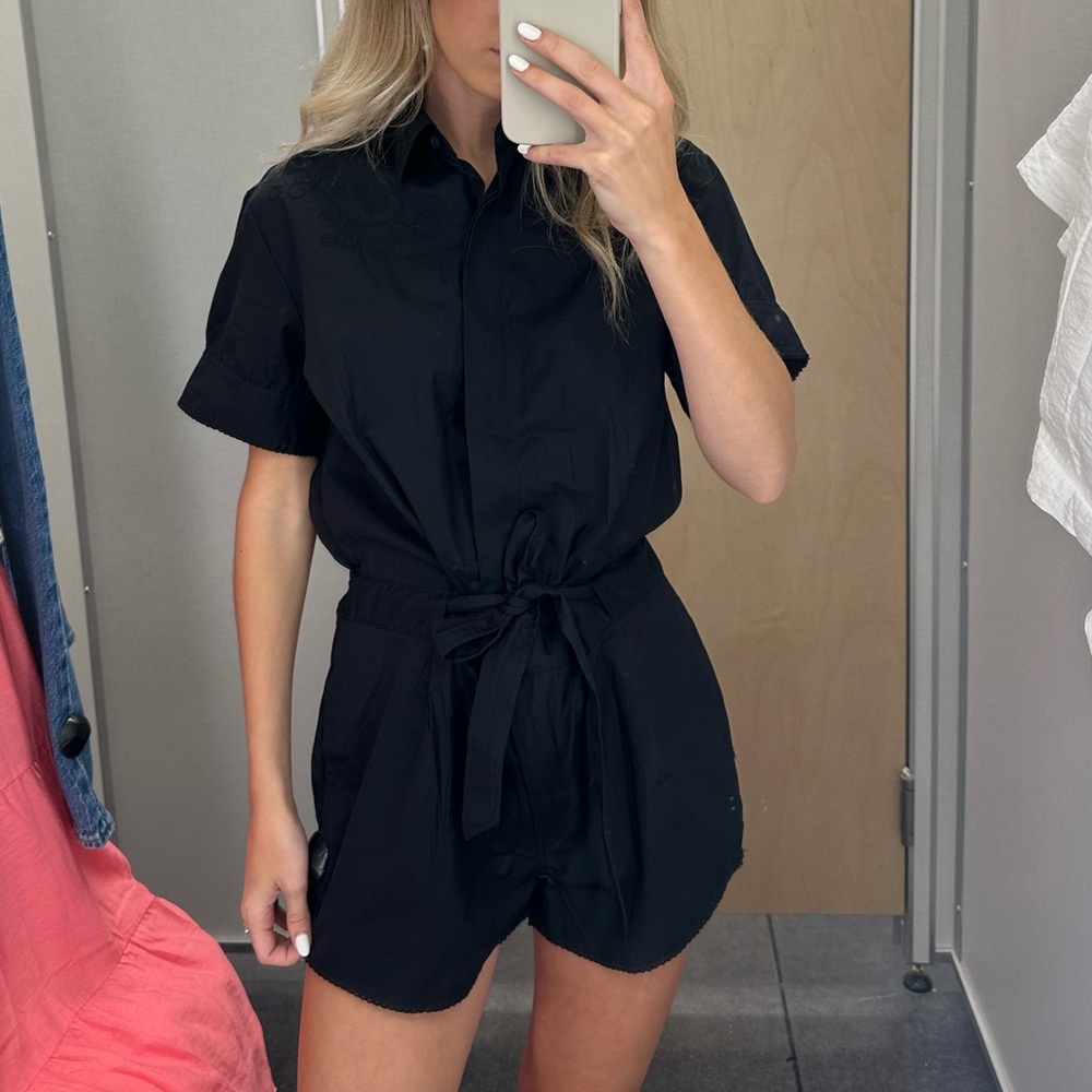 Rag & Bone Elegant Black Embroidered Romper